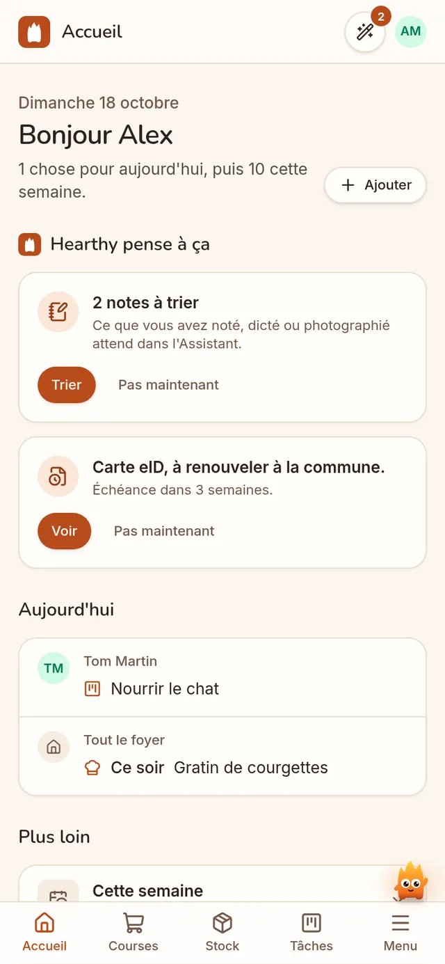 L'accueil de Hearthy : ce qu'il propose maintenant, et la journée de chacun