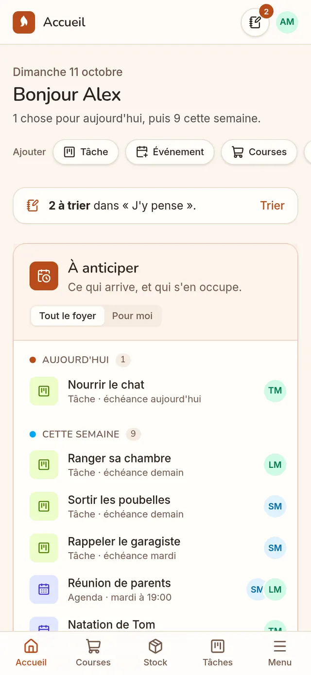 L'accueil de Hearthy : ce qui arrive aujourd'hui et cette semaine, et qui s'en occupe